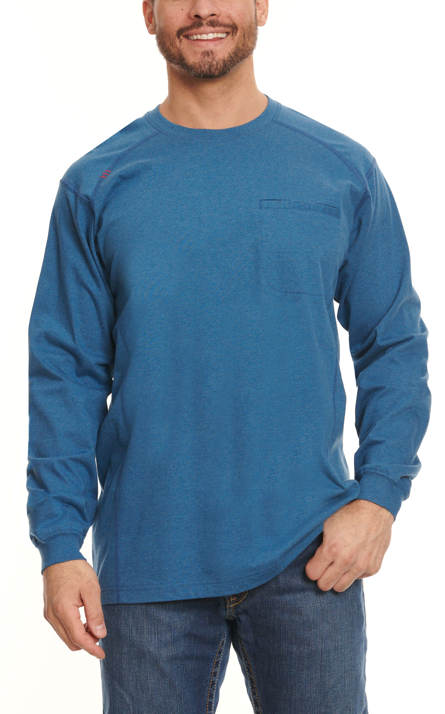 Ariat Men's Blue Air Crew Key Largo Long Sleeve FR T-Shirt - Image 1