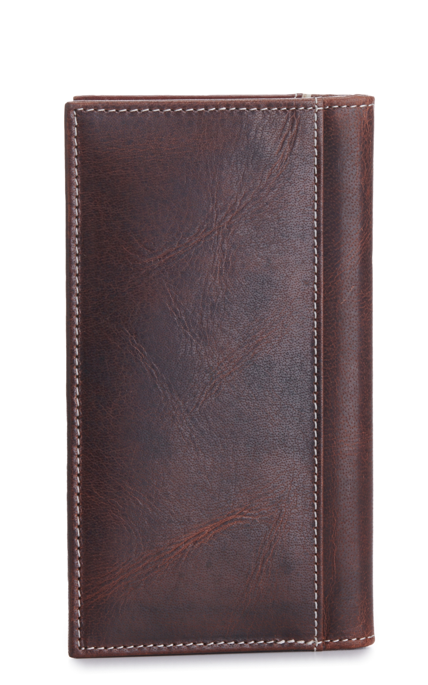 Ariat Men's Brown with Tan Overlay and Embossed Shield Logo Checkbook / Rodeo Wallet - Image 1