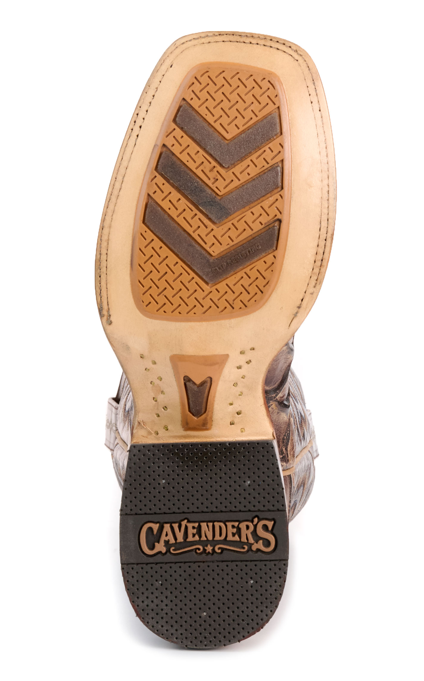 Cavender's Men's Endurance Oak Pirarucu Print and Chocolate Wide Square Toe Cowboy Boots - Image 1