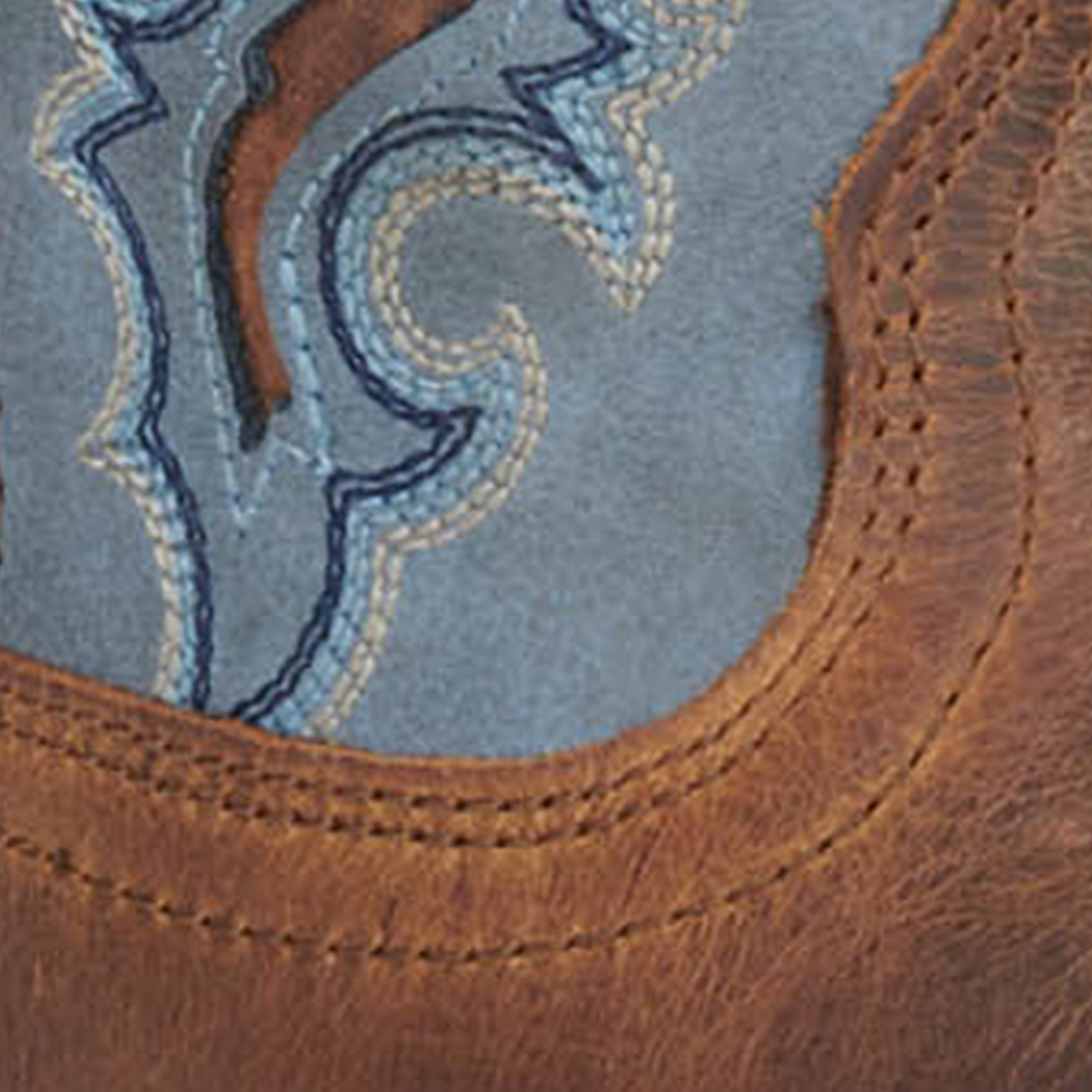 Laredo Women's Isla Tan Distressed Leather with Blue Denim Top Square Toe Cowboy Boots - Image 1