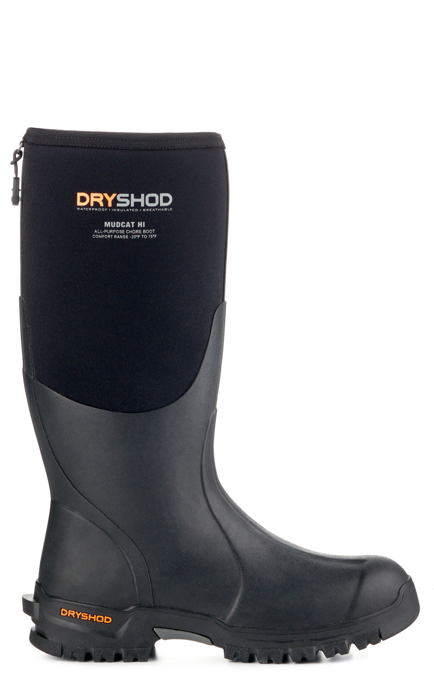 Dryshod Mudcat Hi Black Waterproof Toe Guard Round Toe Rubber Work Boots - Image 1