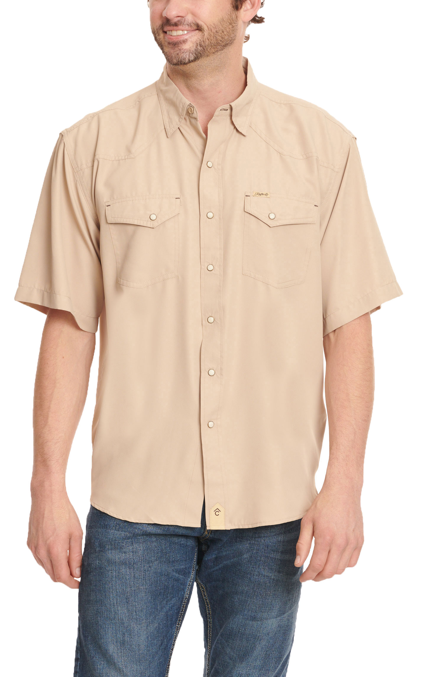 Rafter C Outdoors Men's Khaki  Short Sleeve Fishing Shirt - Image 1