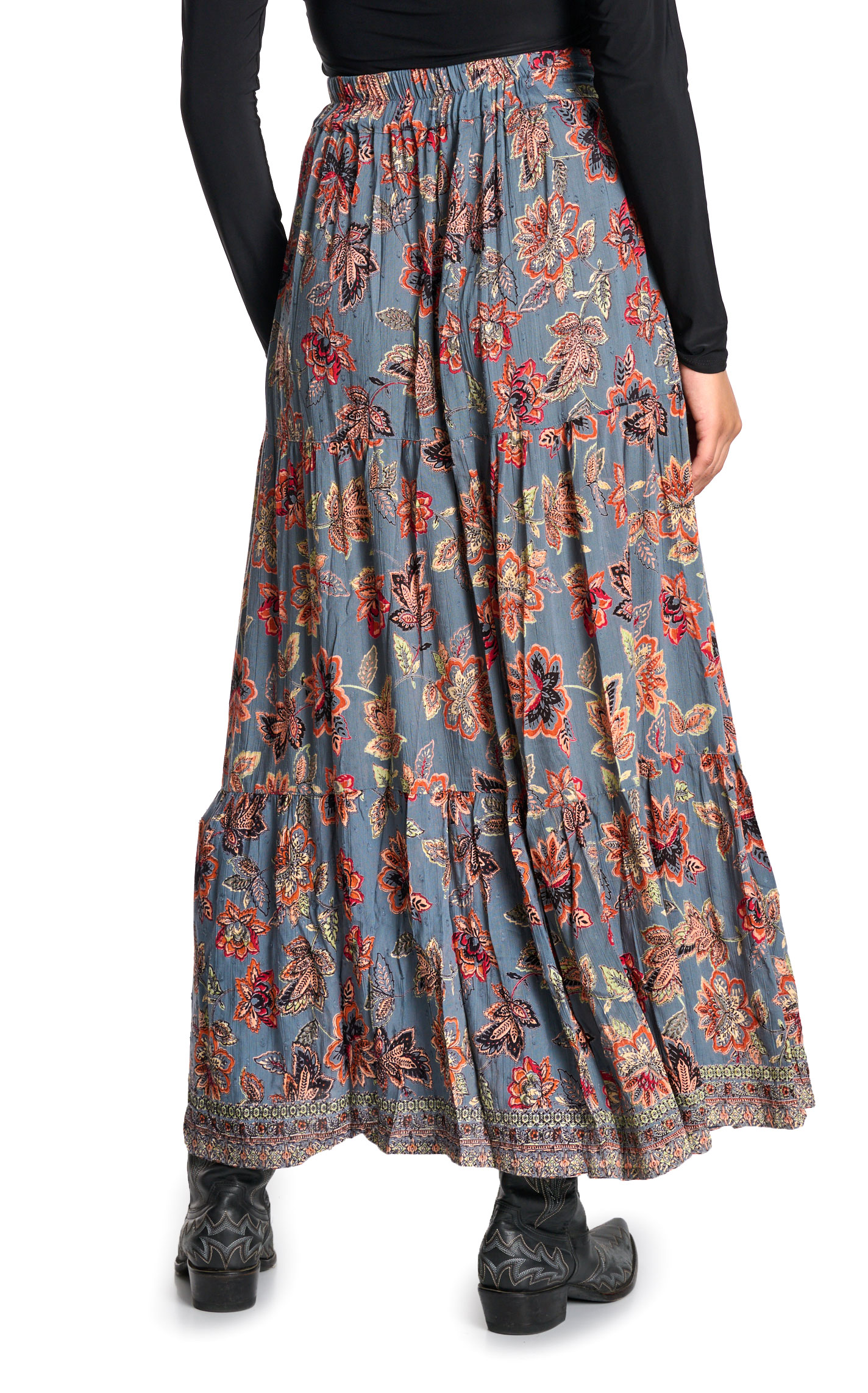 Angie Women's Stone Blue Floral Print Skirt - Image 1
