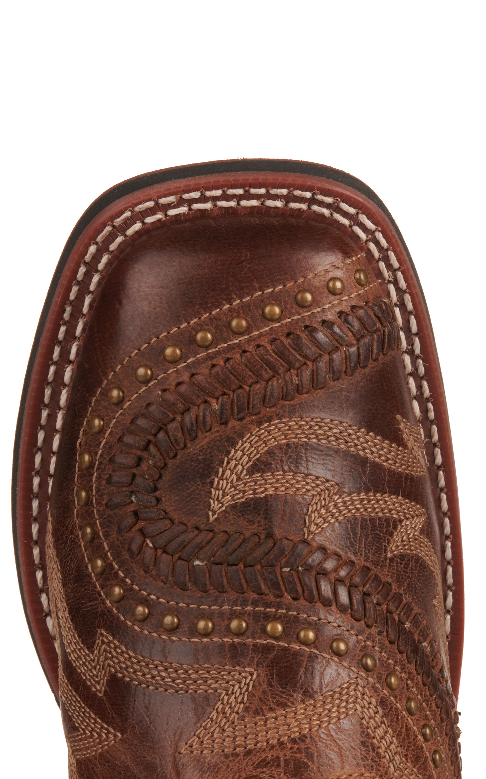 Laredo Women's Charli Brown with Lacing and Studs Wide Square Toe Cowboy Boots - Image 1