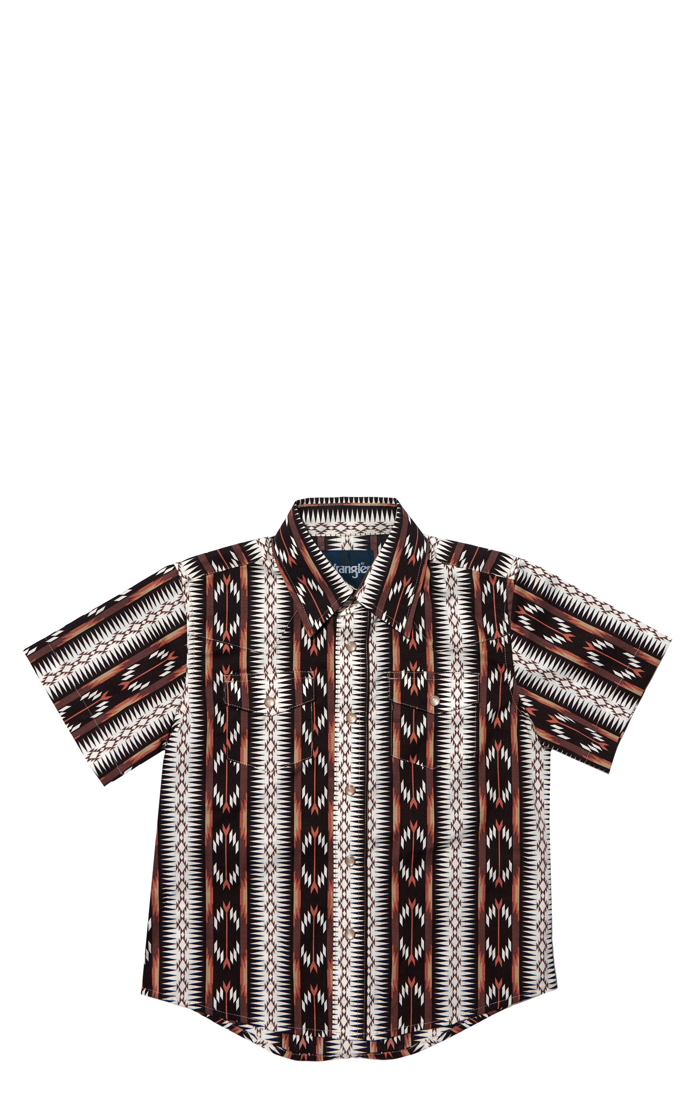 Wrangler Checotah Boy's Coffee Aztec Print Western Shirt - Image 1