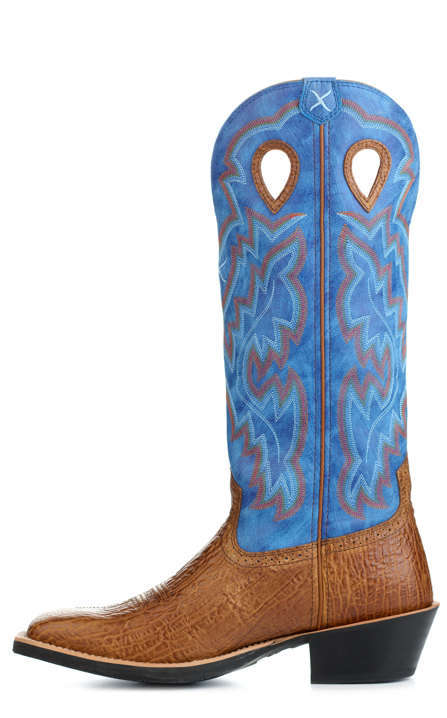 Twisted X Men's Electric Blue and Ginger Wide Square Toe Buckaroo Cowboy Boots - Image 1