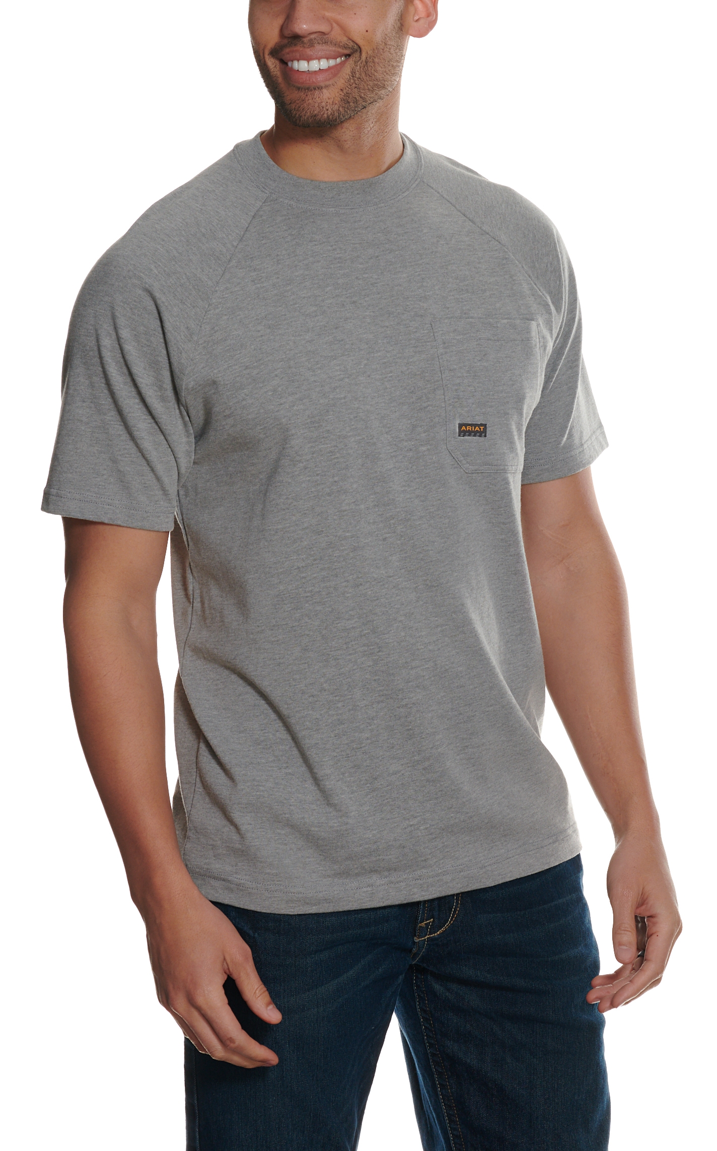 Ariat Men's Rebar Cotton Strong Heather Gray Short Sleeve T-Shirt - Image 1