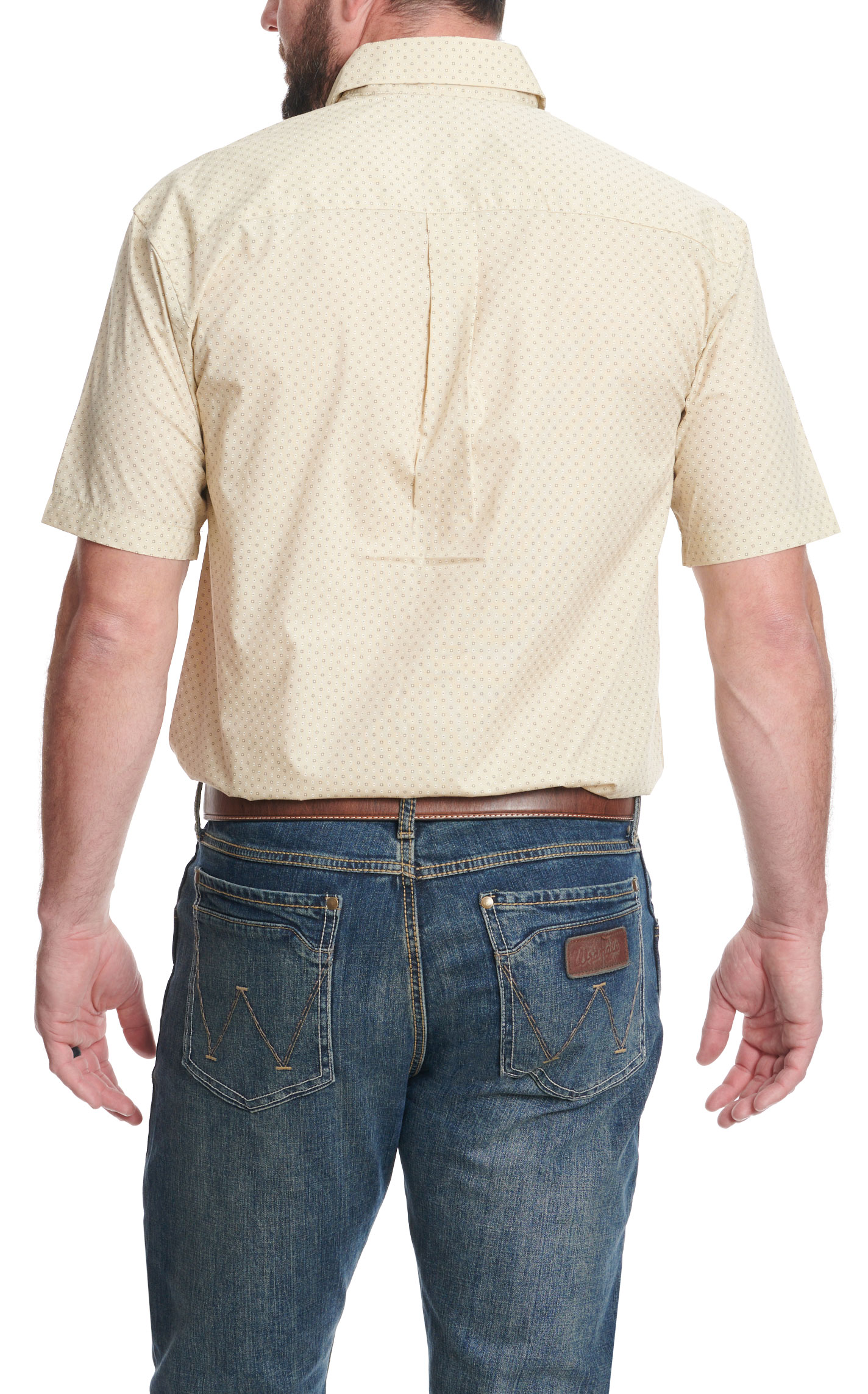 Wrangler Men's Khaki & Chocolate Geo Print Relaxed Fit Western Shirt - Big & Tall Sizes - Image 1