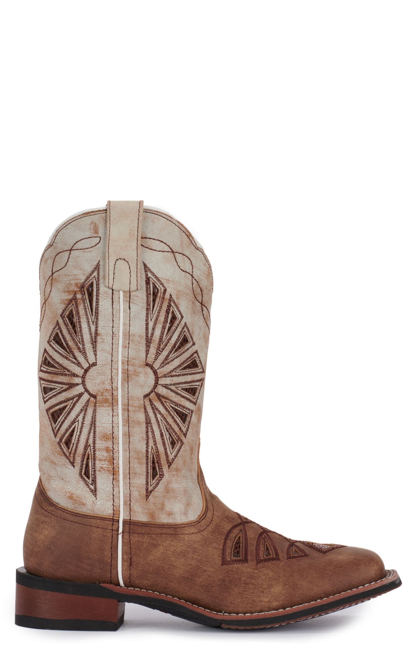 Laredo Women's Kite Days Brown and Bone Wide Square Toe Cowboy Boots - Image 1