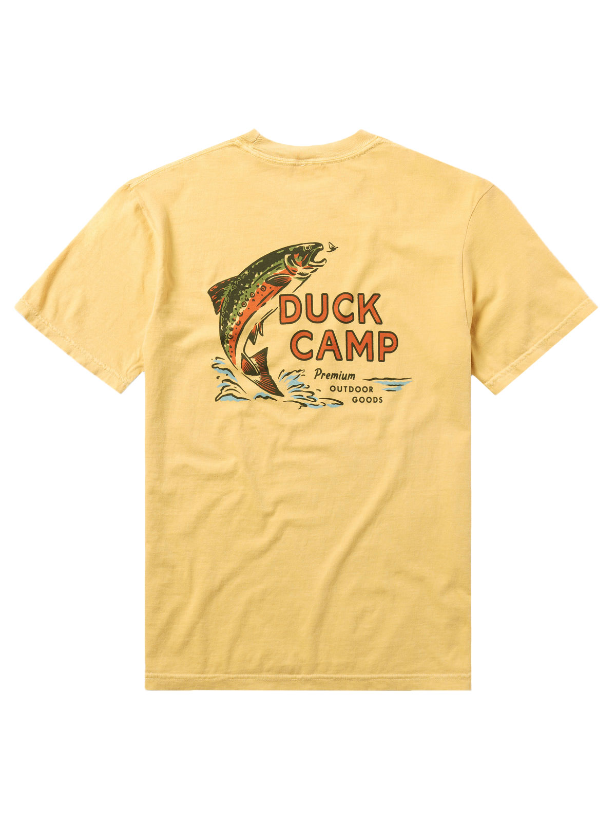 Duck Camp Men's Mustard Trout Camp Logo T-Shirt - Image 1