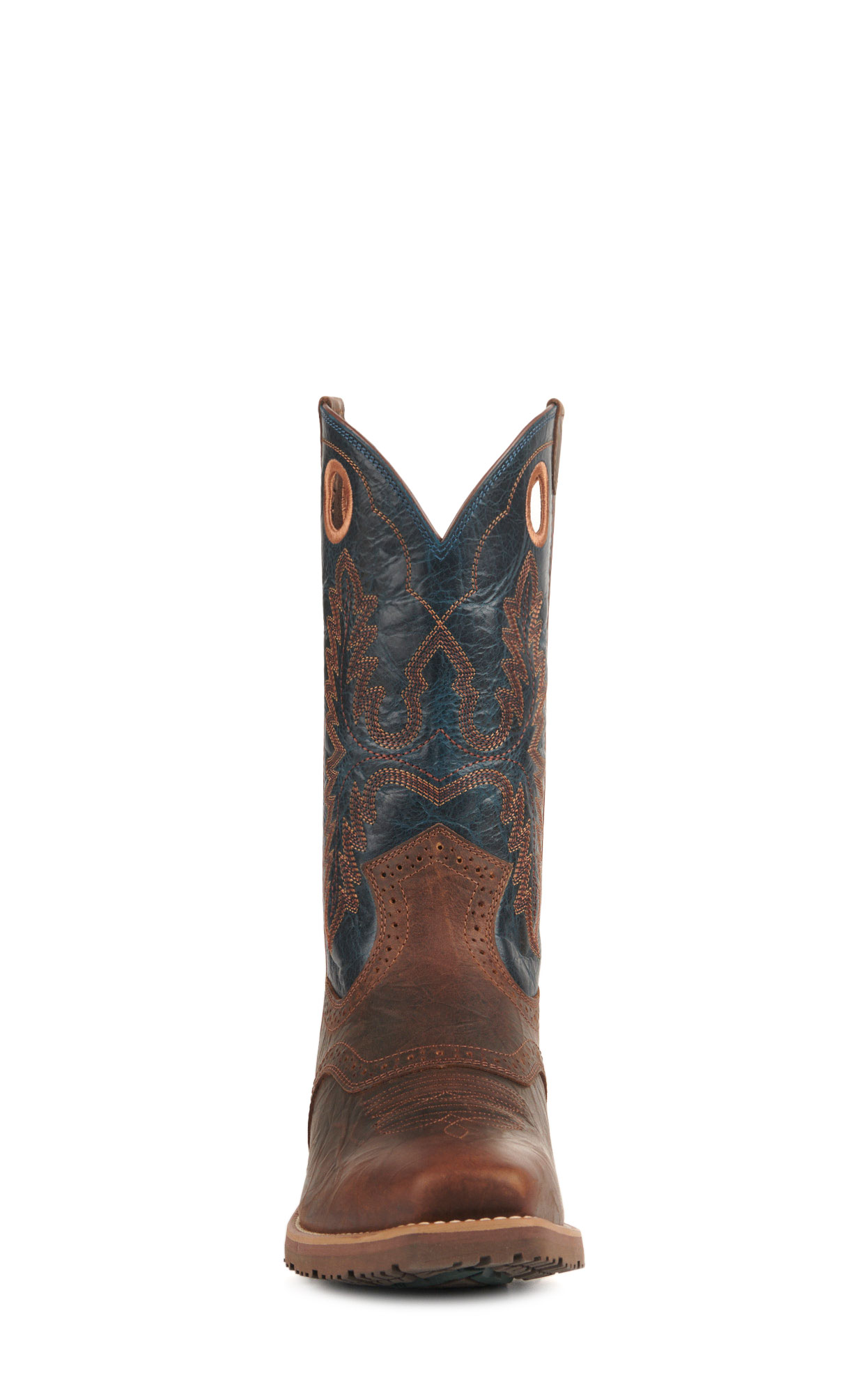 Ariat Men's Hybrid Roughstock Brown and Blue Punchy Square Toe Cowboy Boots - Image 1