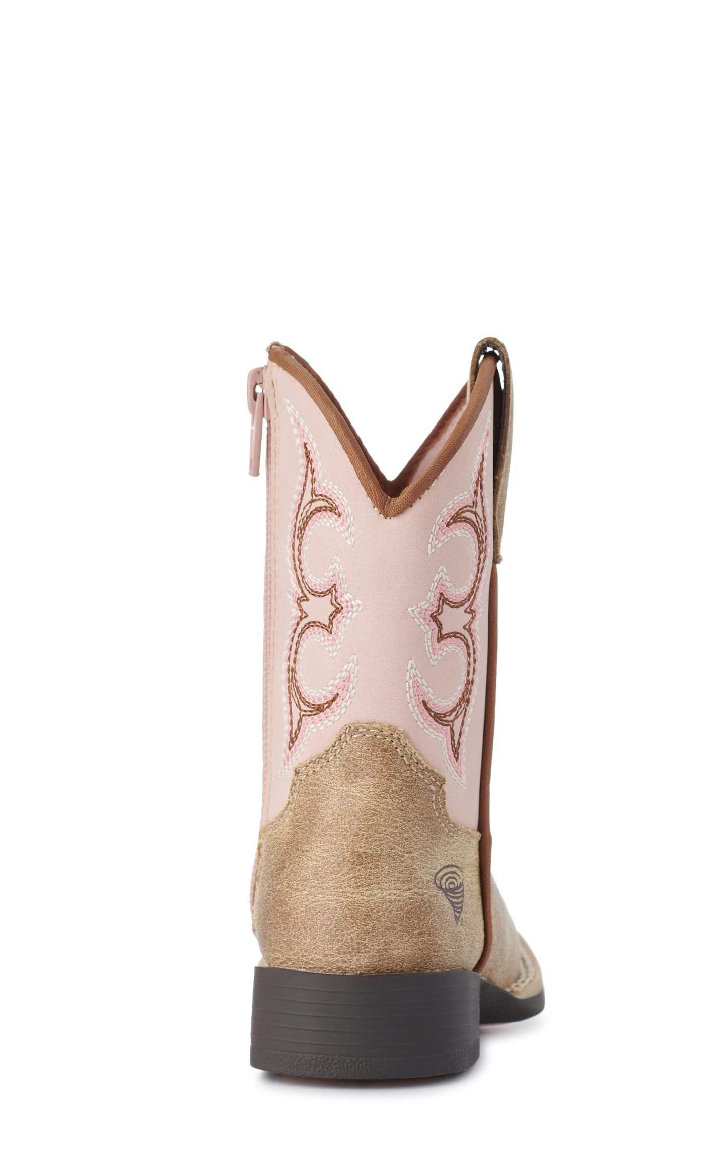 Twister Toddler Girls Posy Light Pink and Tan Wide Square Toe Cowboy Boots - Image 1