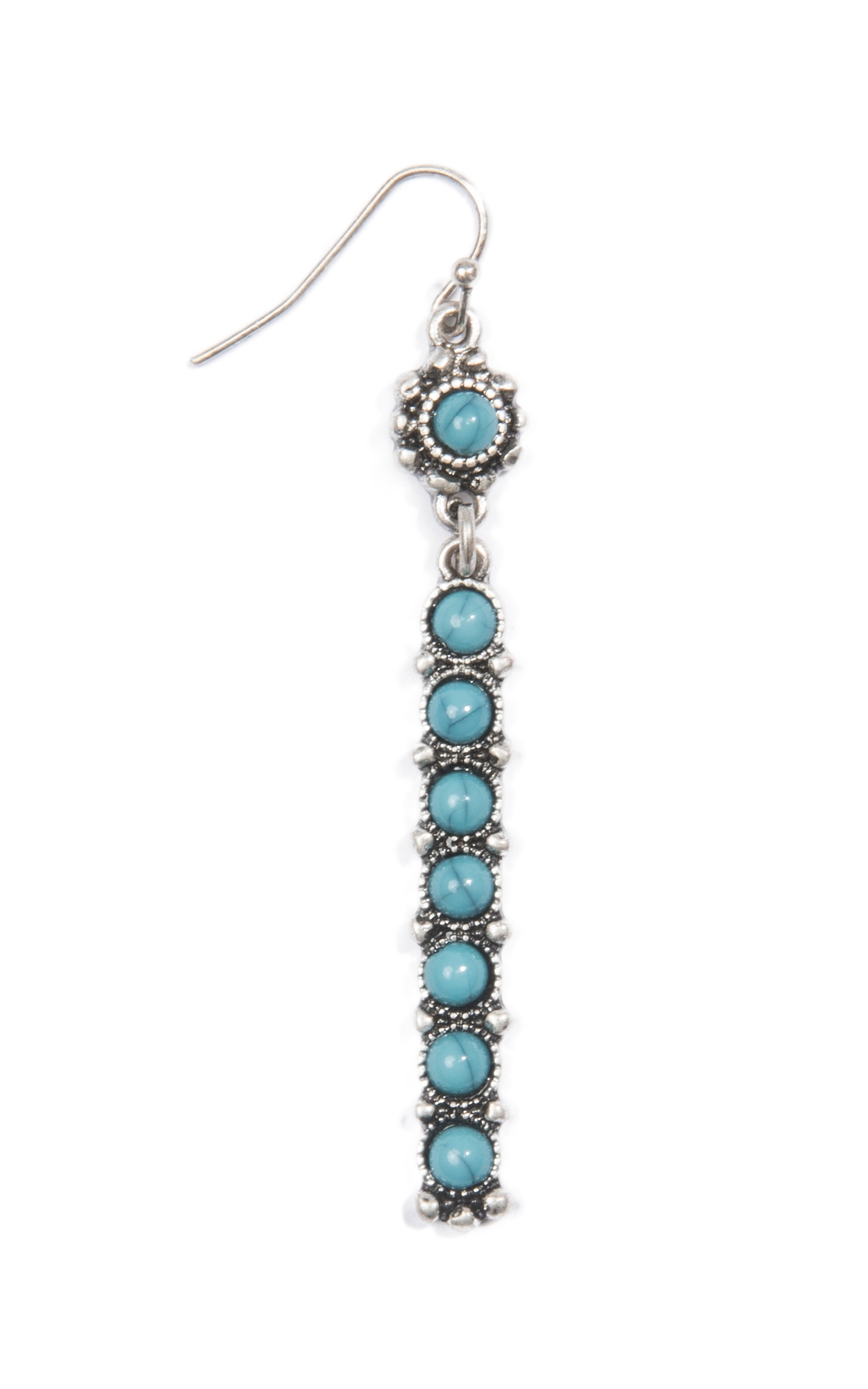 Blazin Roxx Silver Long Bar with Turquoise Stone Earrings - Image 1