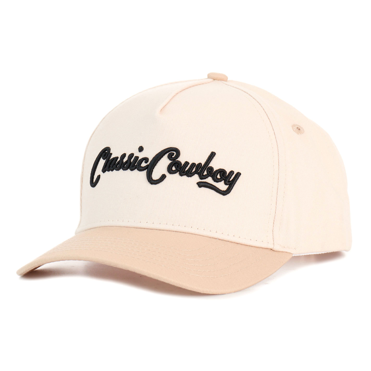 Classic Cowboy Sahara Cream & Khaki Embroidered Logo Cap - Image 1