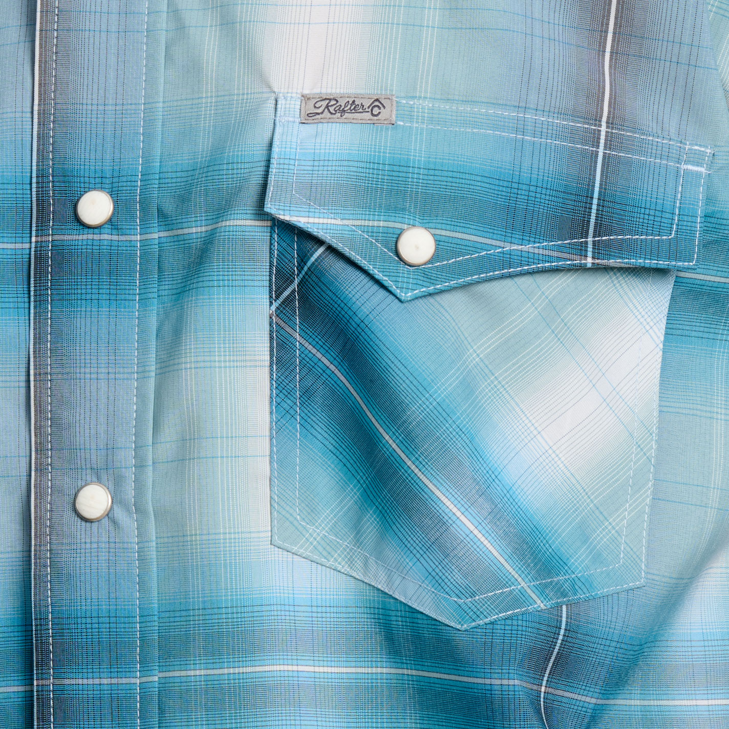 Rafter C Outdoors Men's Turquoise Plaid Short Sleeve Fishing Shirt - Image 1