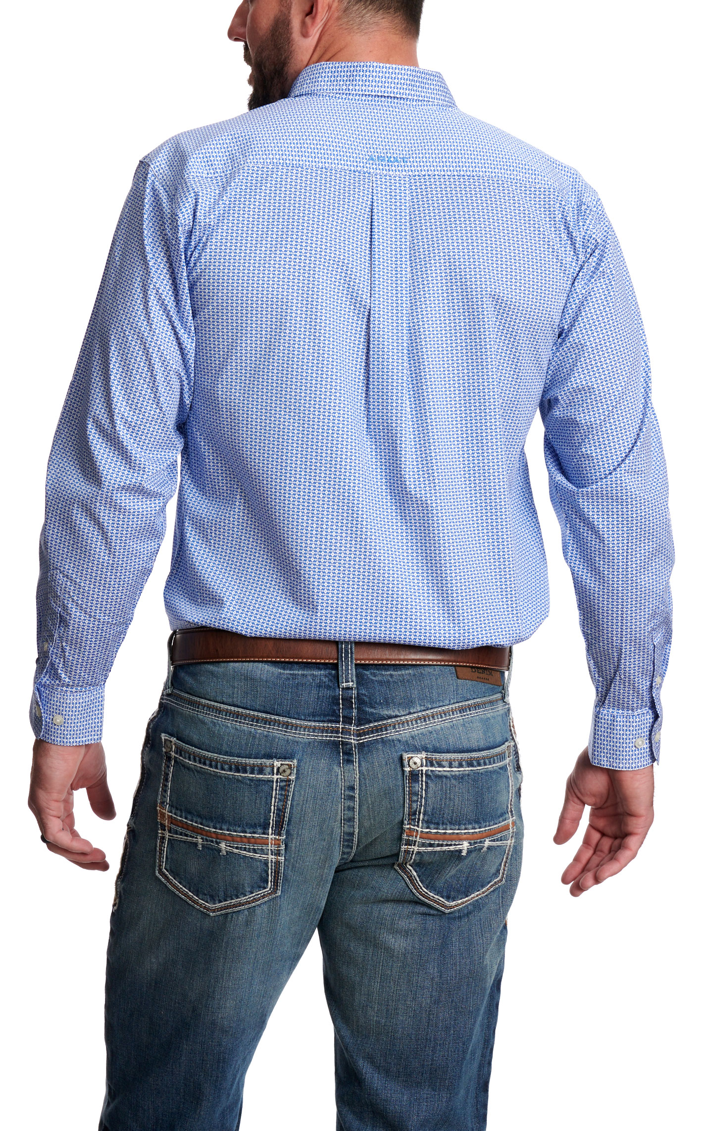 Ariat Men's Nory White & Blue Geo Print Western Shirt - Image 1