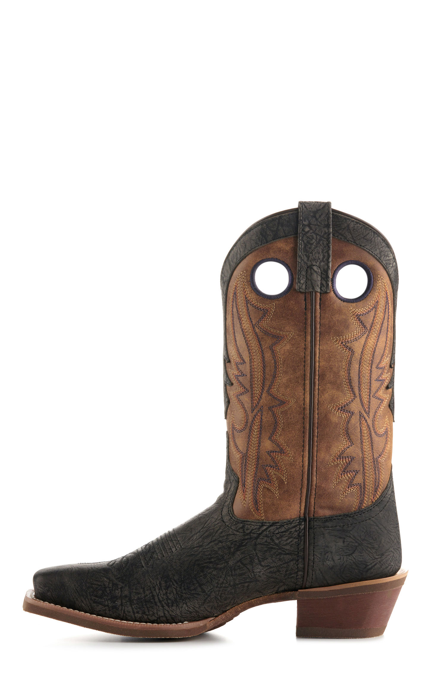 Laredo Men's Walker Dark Gray and Tan Punchy Square Toe Buckaroo Cowboy Boots - Image 1