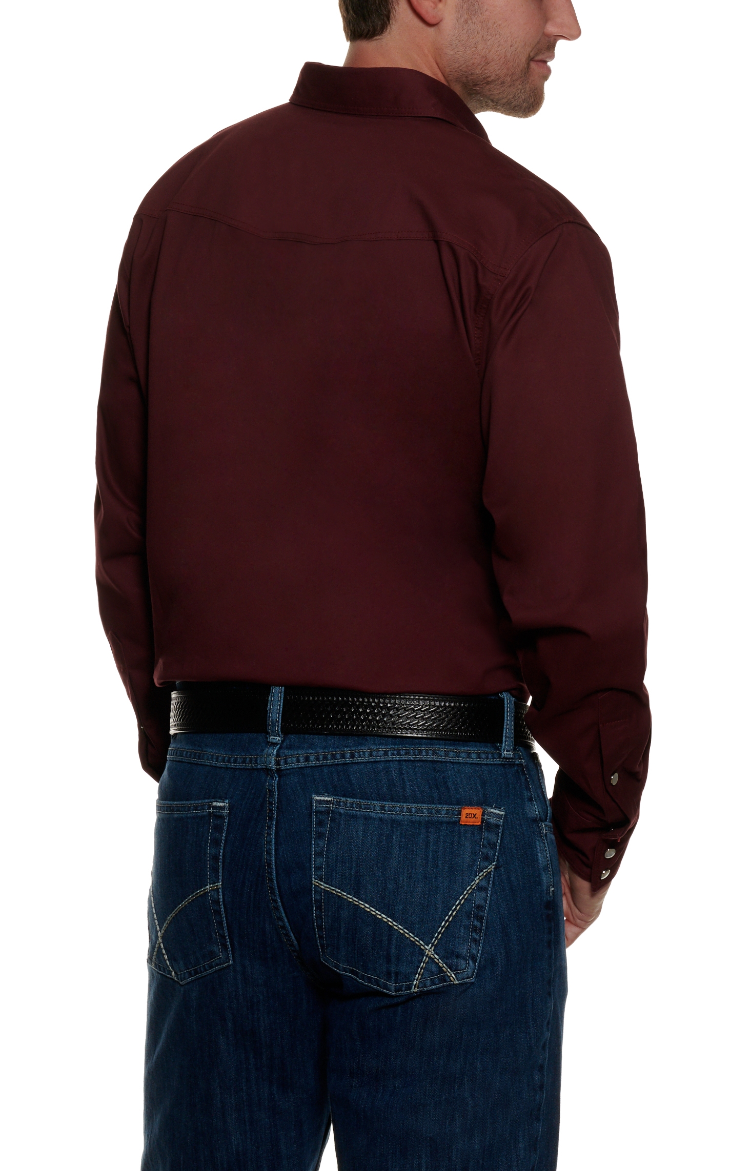 Cowboy Workwear WorkFlex Men's Burgundy Long Sleeve Work Shirt - Image 1