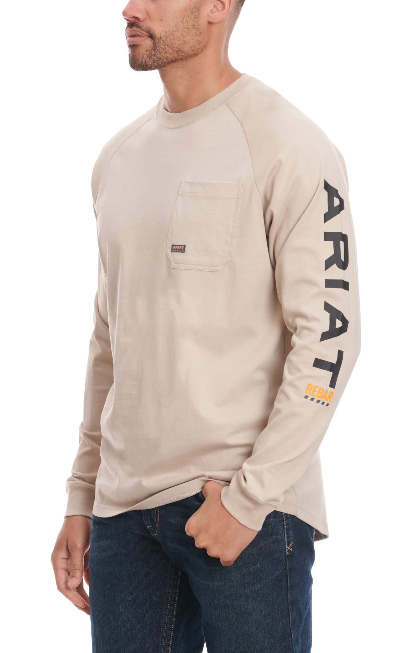 Ariat Rebar Men's Khaki Long Sleeve Work T-Shirt - Image 1