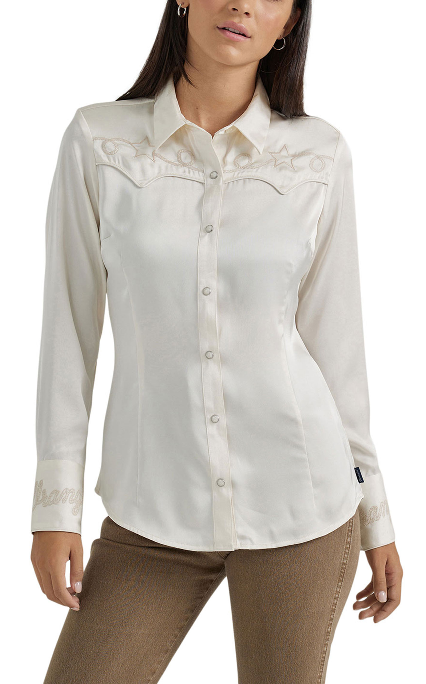 Wrangler Retro Women's Cream Dress Western Shirt - Image 1