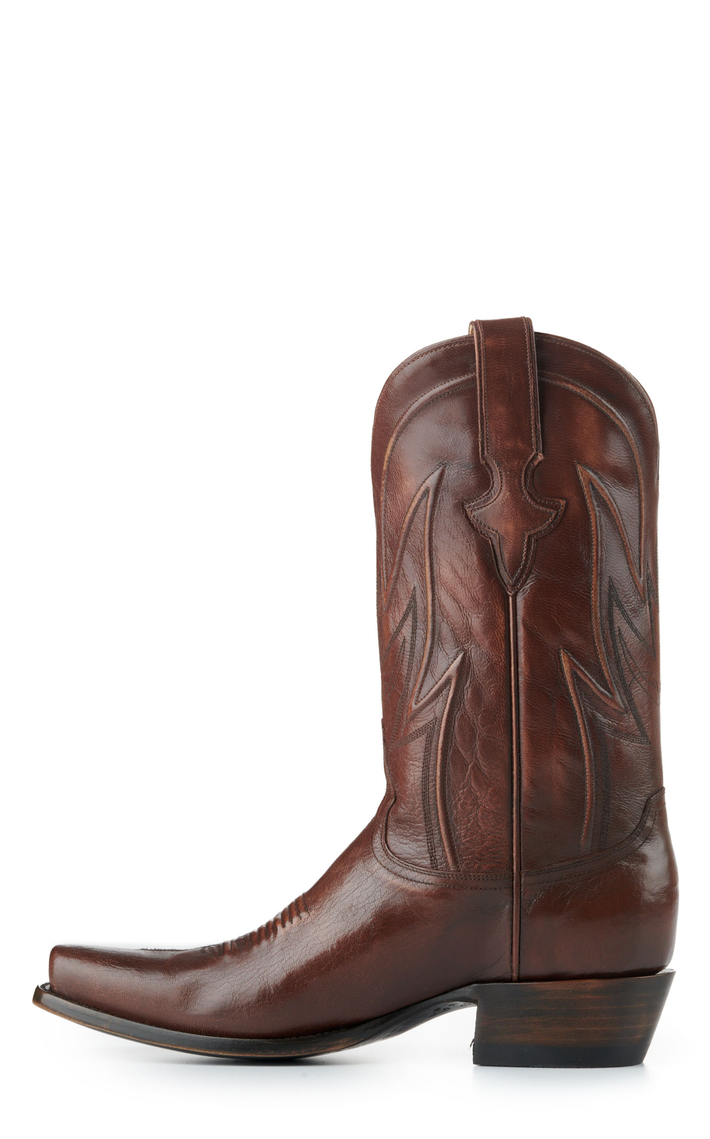 JRC & Sons Men's Wyatt Brush Off Goat Punchy Square Toe Cowboy Boot in Tan - Image 1