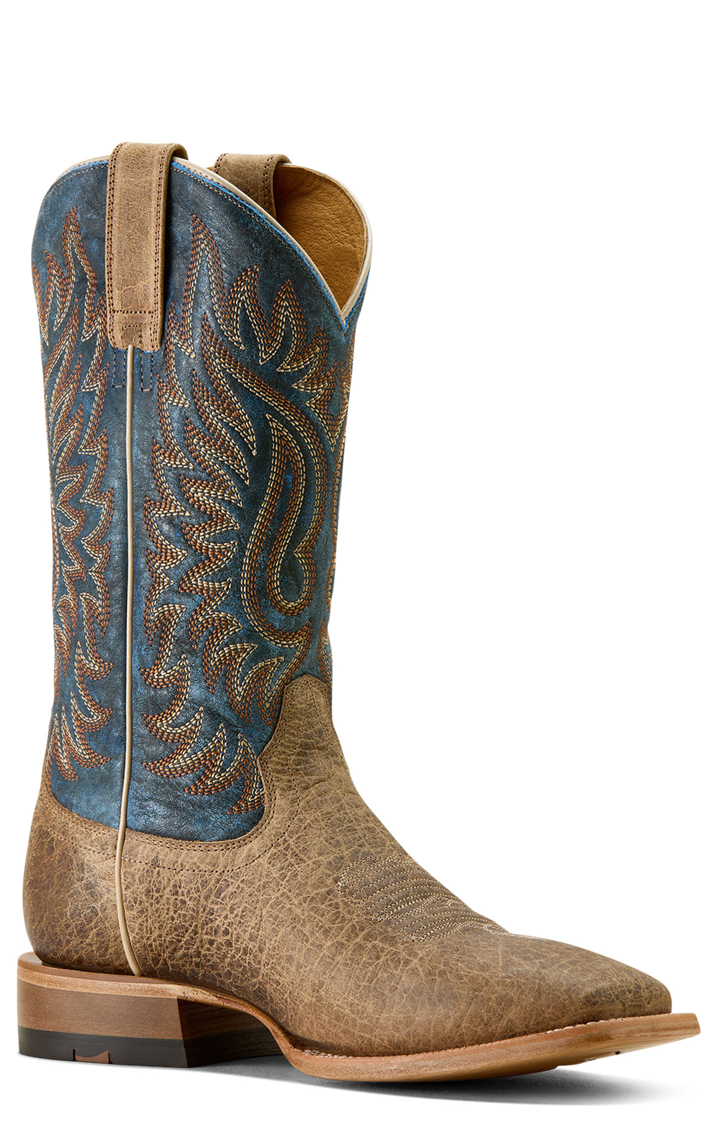 Ariat Men's Earth Brown Bison & Blue TekStep Wide Square Toe Boots - Image 1