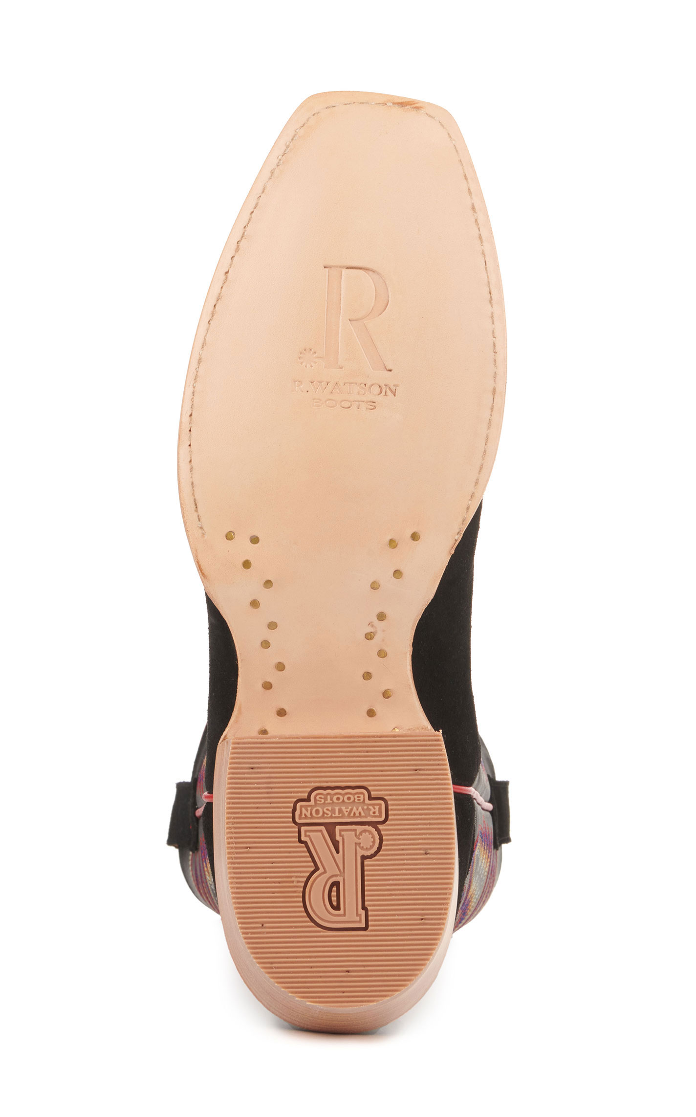 R Watson Men's Black Rough Out and Black Punchy Square Toe Cowboy Boots - Image 1