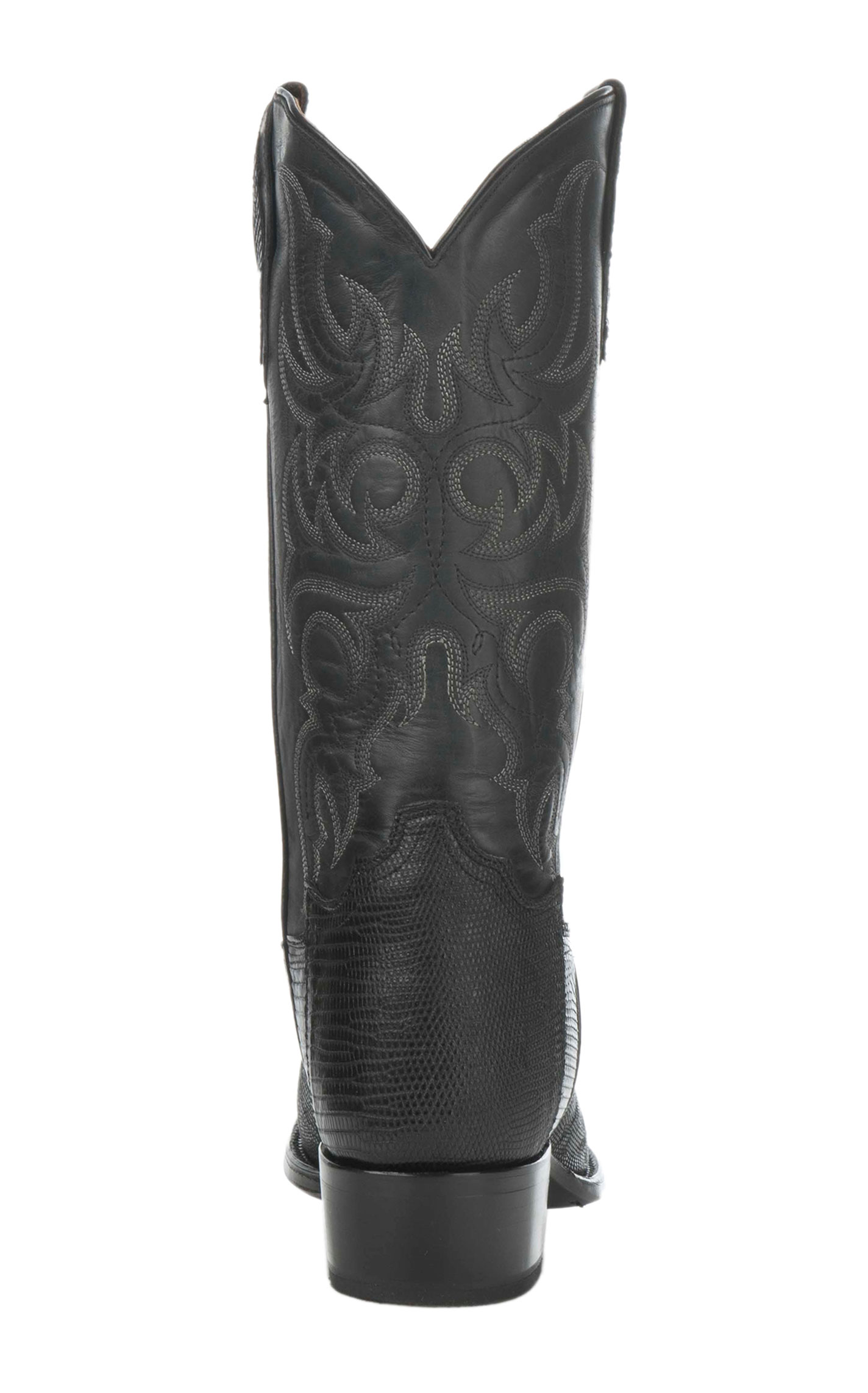 Tony Lama Men's Black Lizard R-Toe Exotic Cowboy Boots - Image 1