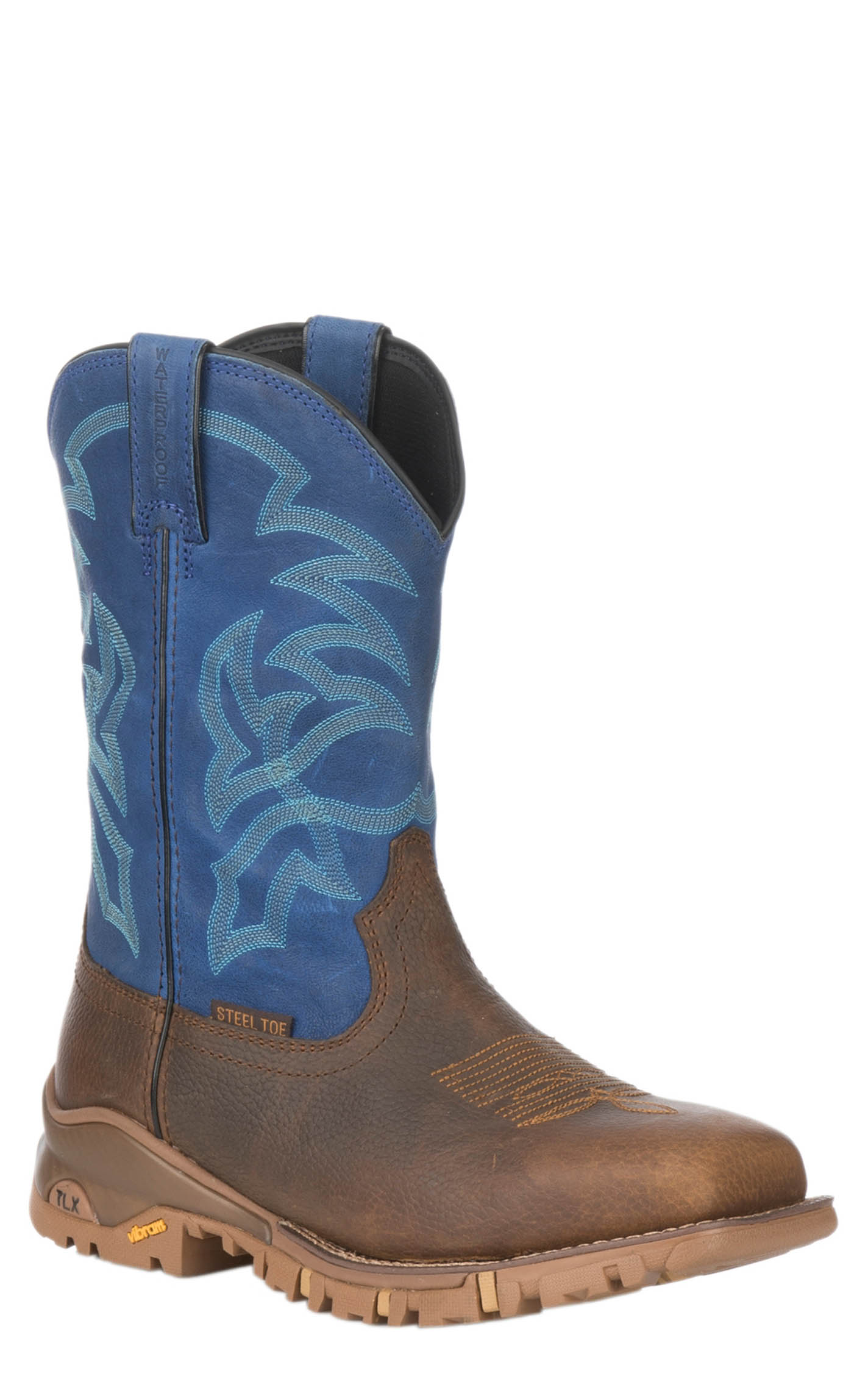 Tony Lama Men's TLX Tan and Blue Square Steel Toe Work Boot - Image 1