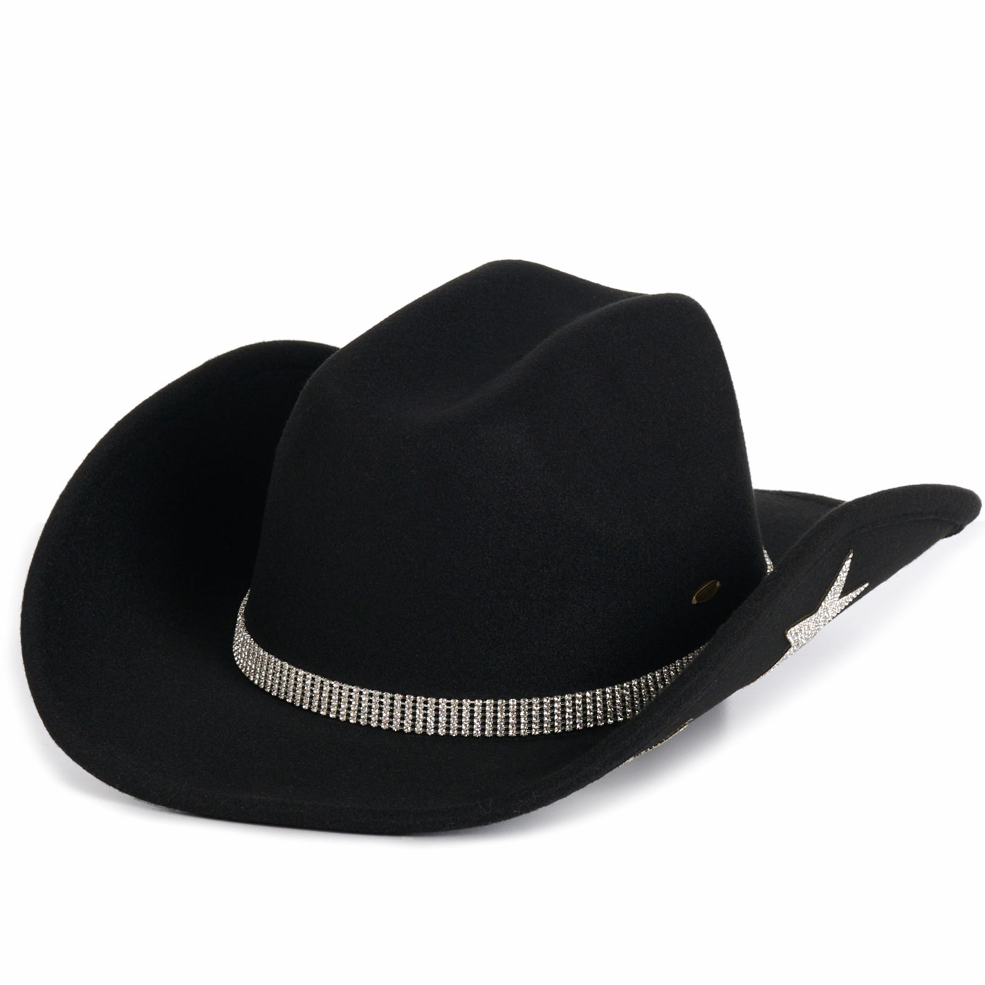 Girlie Girl Originals Women's Black Bling & Stars Wool Cowboy Hat - Image 1