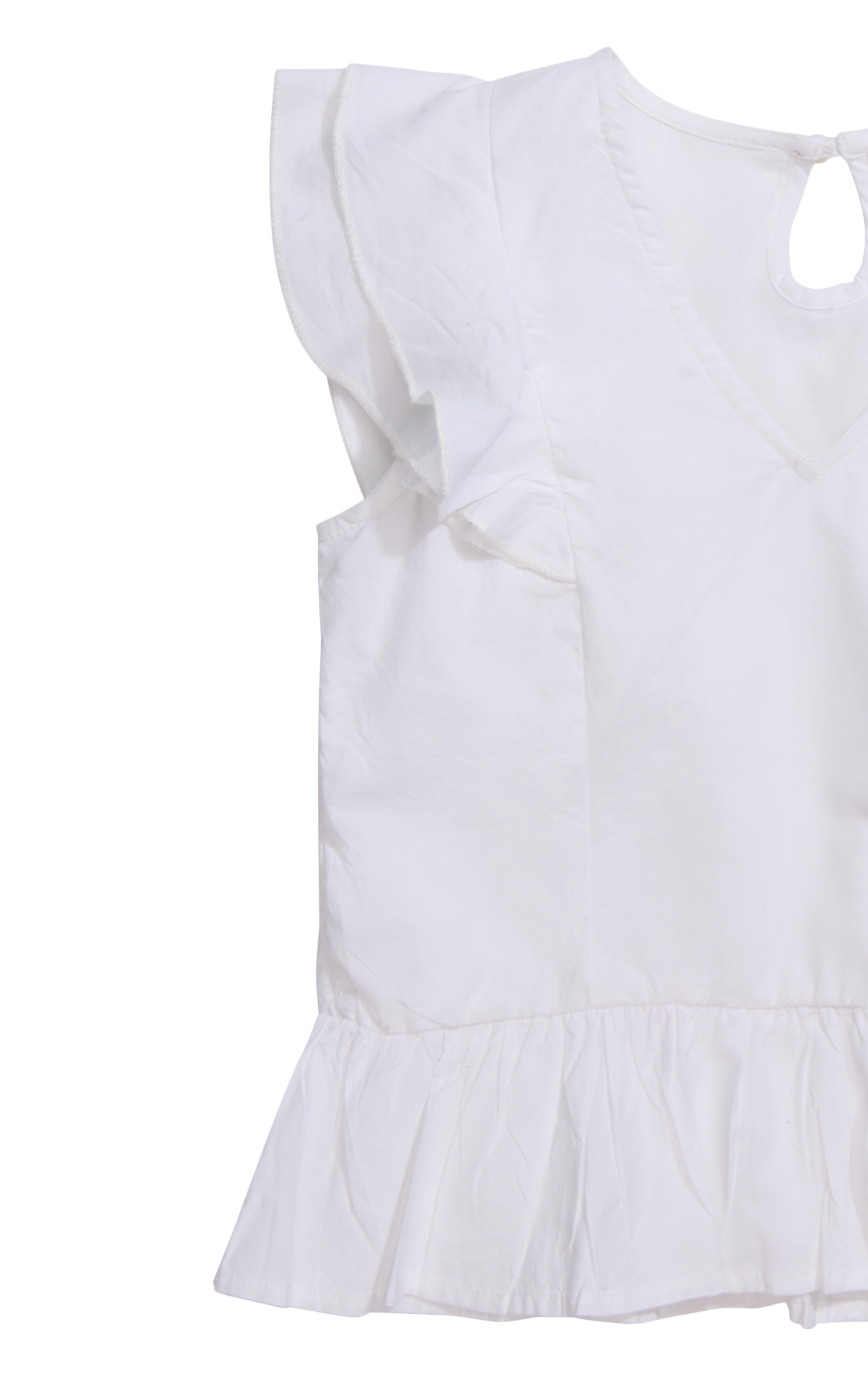 Montana Co Girl's White Ruffle Sleeve V-Neck Top - Image 1