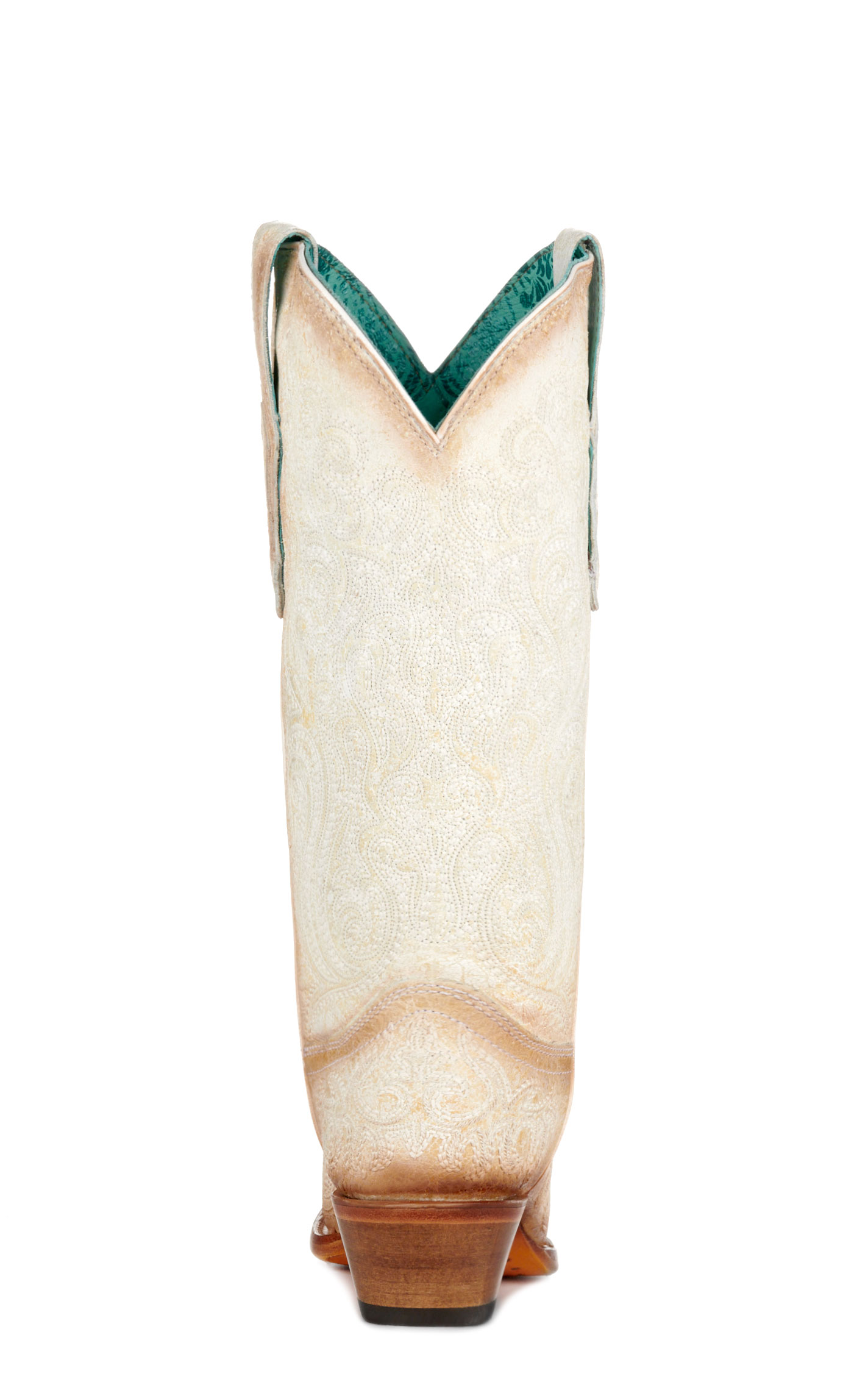 Corral Women's Crackled White with Luminescent Embroidery Snip Toe Cowboy Boots - Image 1
