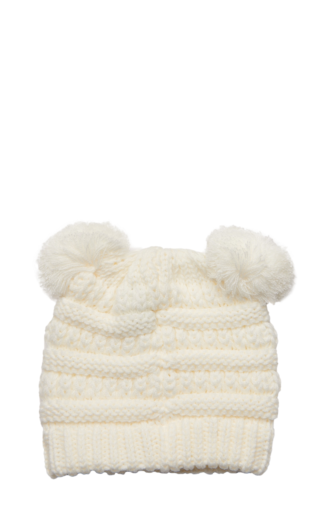 C.C. Brands Baby Ivory Double Pom Beanie - Image 1
