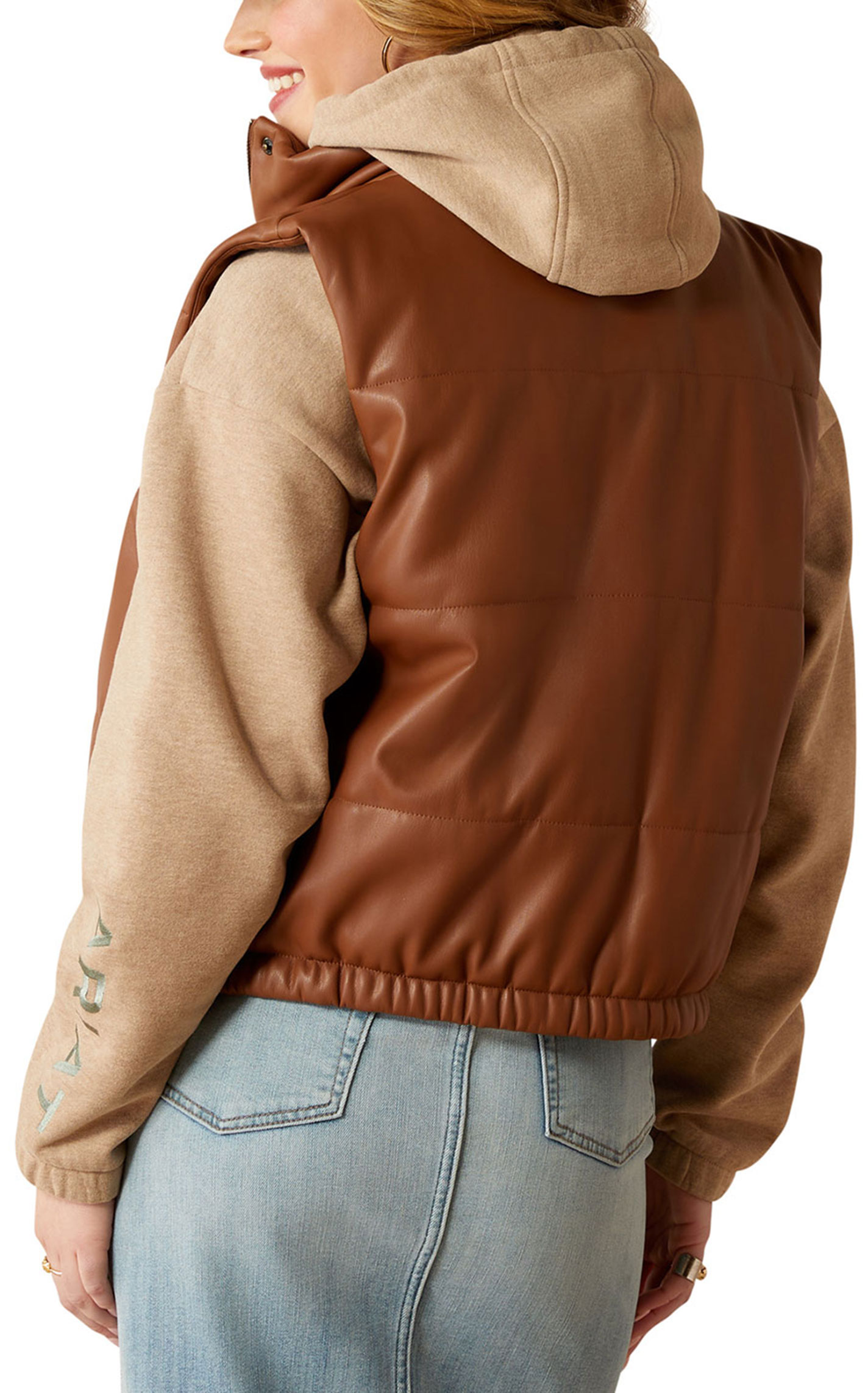 Ariat Women's Caramel Faux Leather Silk Lined Vest - Image 1