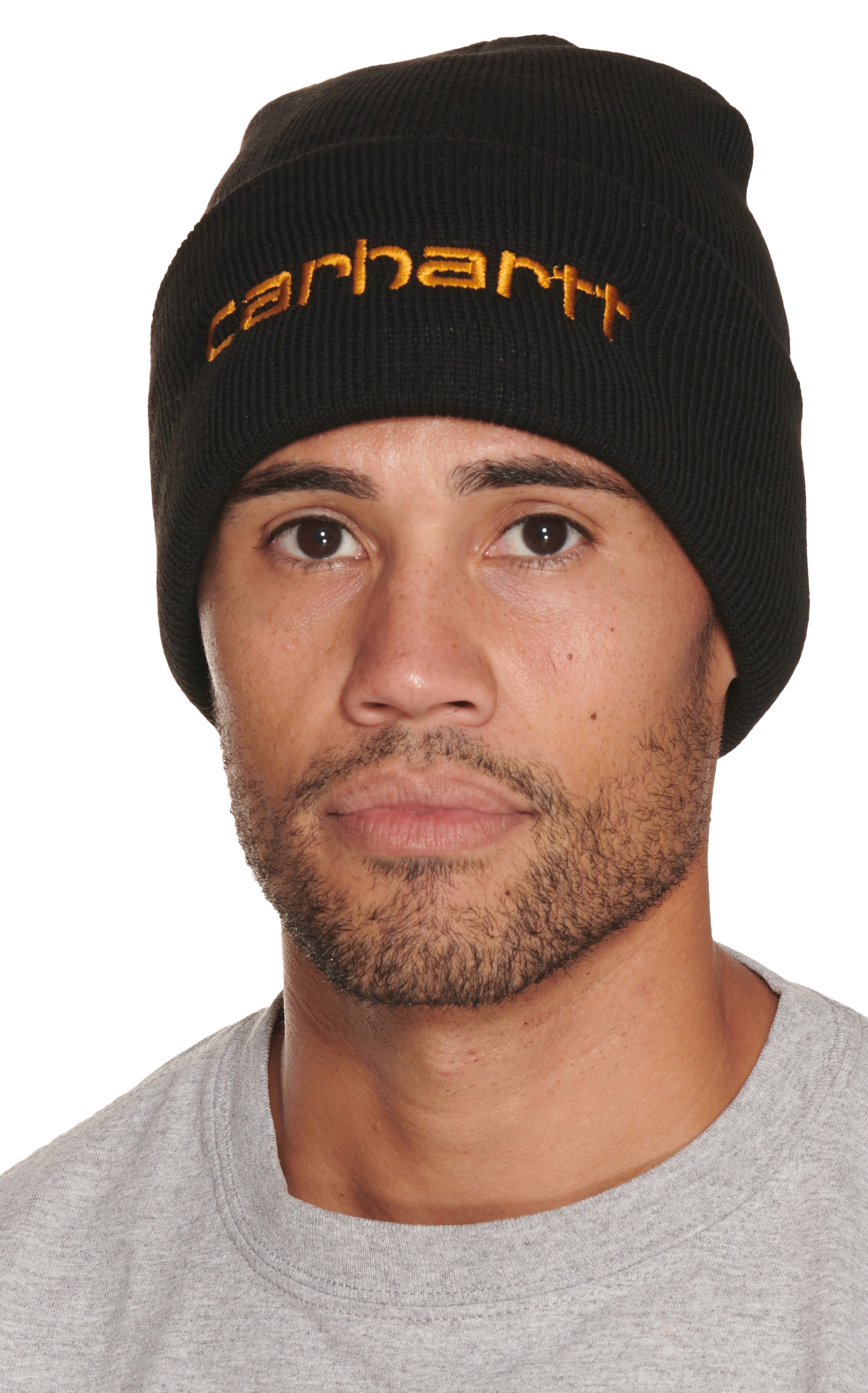Carhartt Black Knit Insulated Embroidered Logo Cuffed Beanie - Image 1