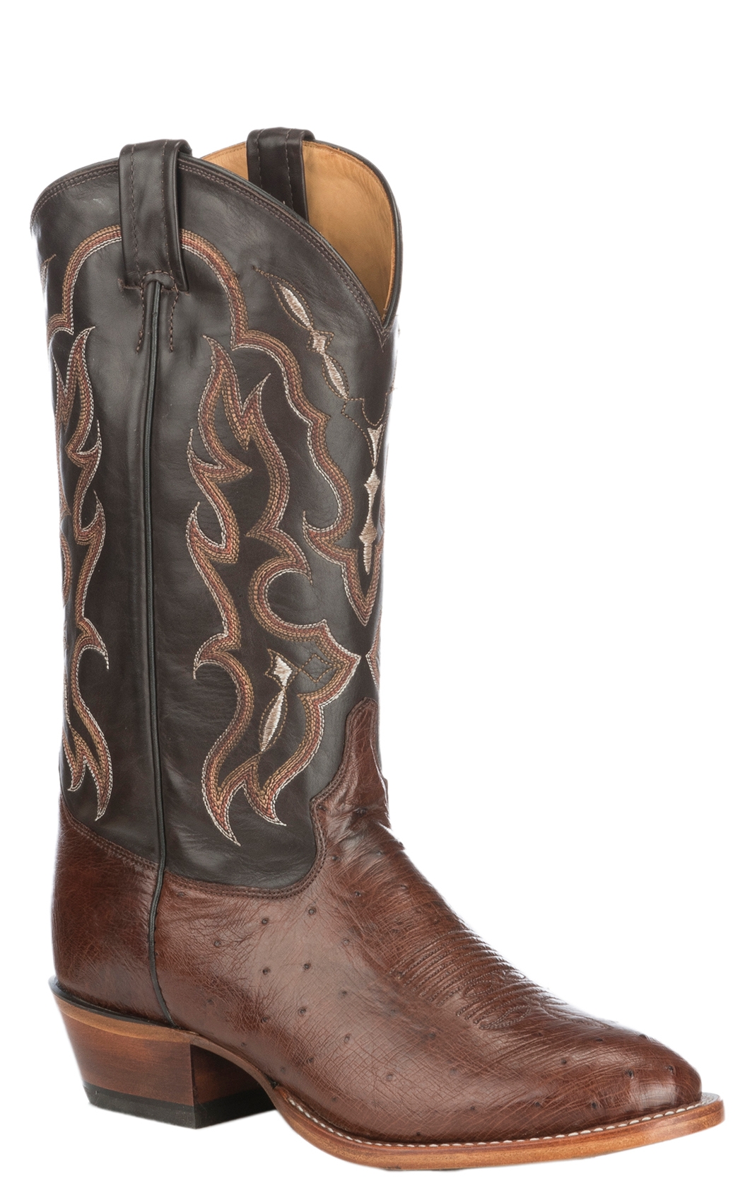 Tony Lama Men's Kango Tobacco Smooth Ostrich Round Toe Exotic Cowboy Boots - Image 1