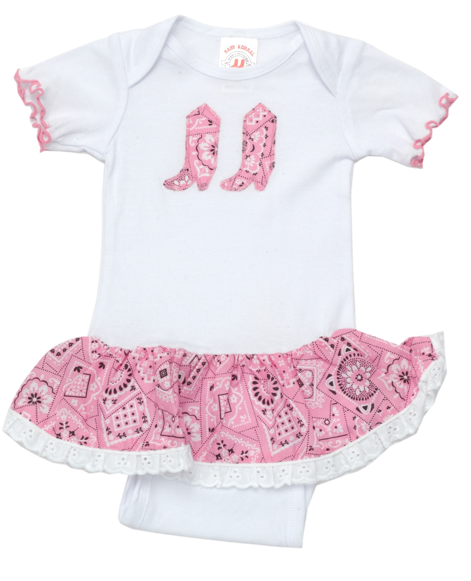 Baby Korral White and Pink Bandanna Onesie - Image 1