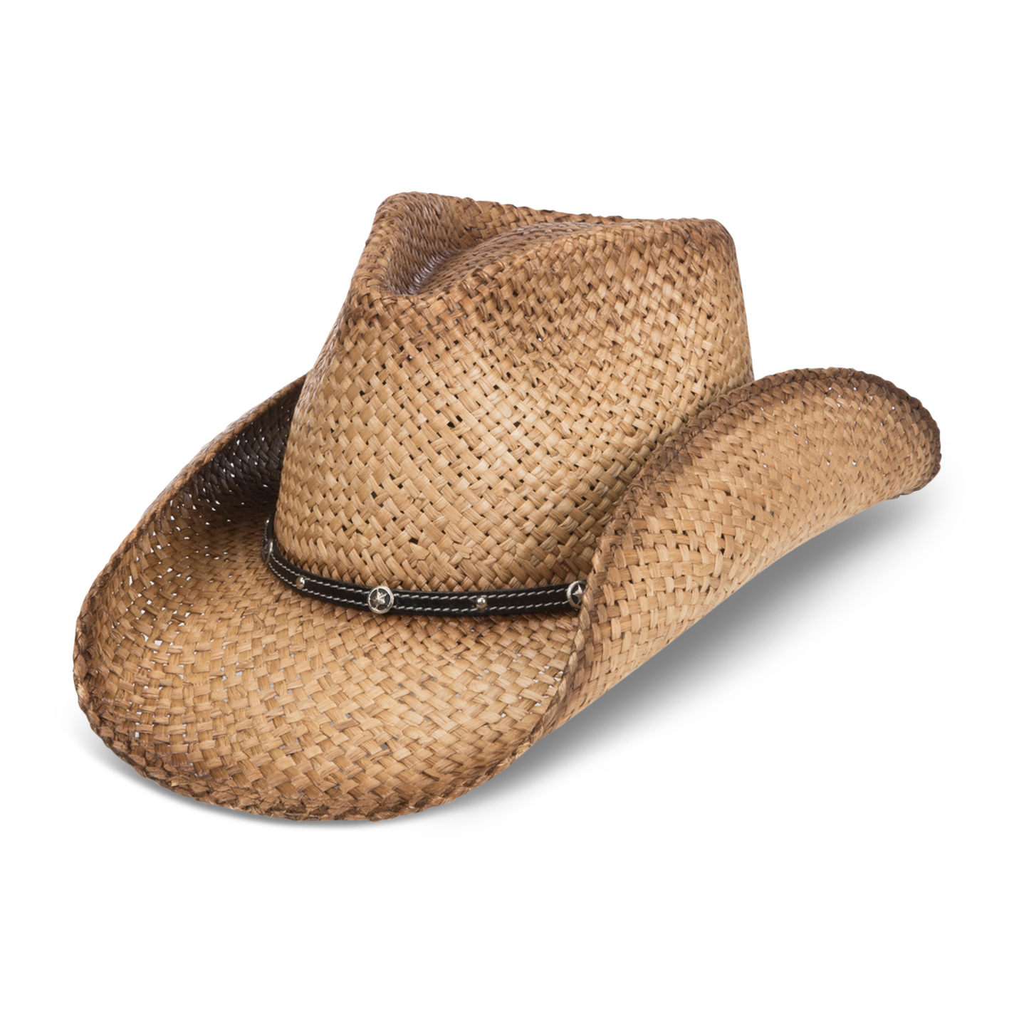 Scala by Dorfman Pacific Tan Raffia Vented Straw Fashion Cowboy Hat L/XL - Image 1