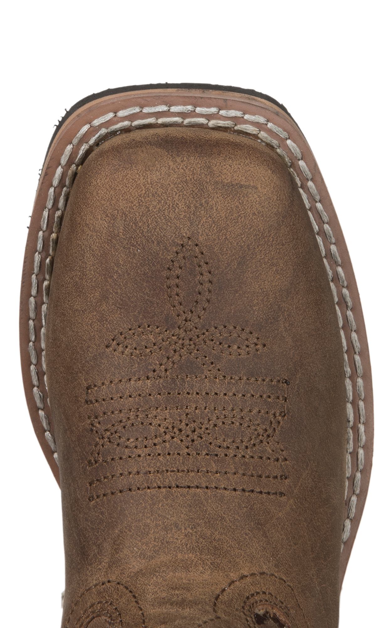 Smoky Mountain Kids Distressed Brown and Waxy Brown Wide Square Toe Cowboy Boots - Image 1