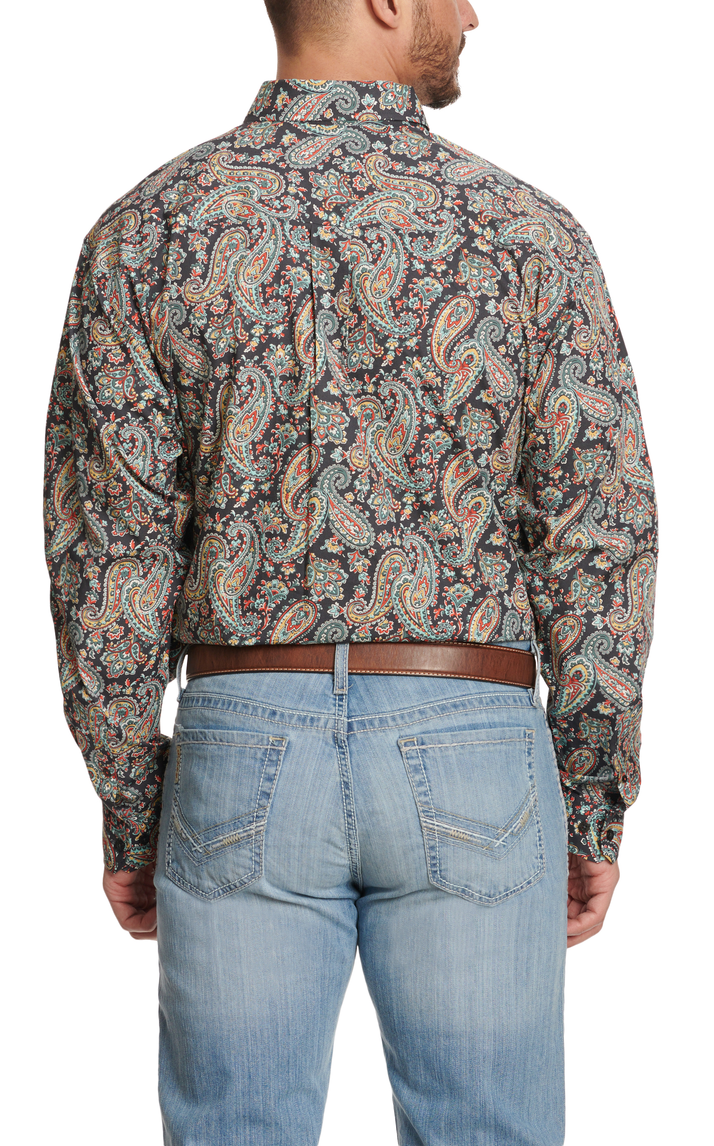 Cinch Men's Charcoal Colorful Paisley Western Shirt - Image 1
