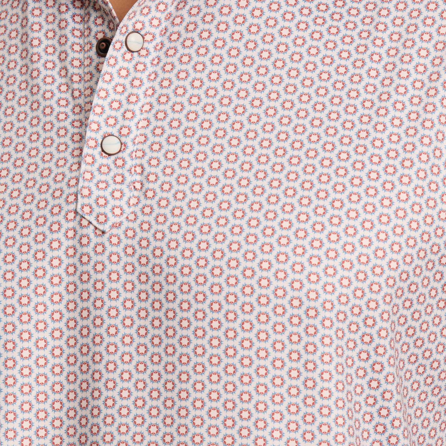 Rafter C Men's Ivory Tangerine Geo Print Polo Shirt - Image 1