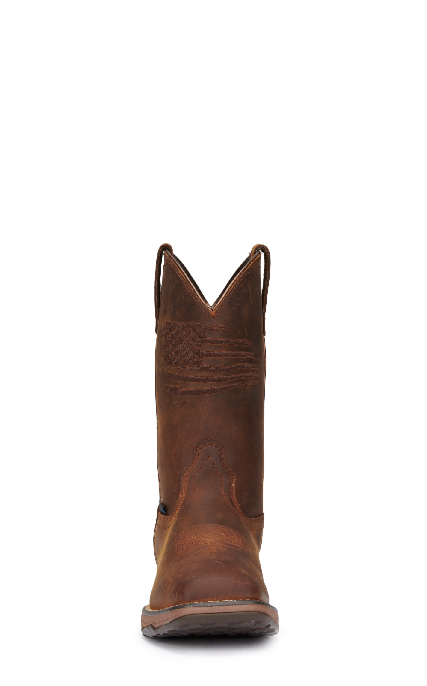 Ariat Women's Anthem Patriot H2O Distressed Brown Embroidered Flag Waterproof Square Toe Cowboy Boot - Image 1