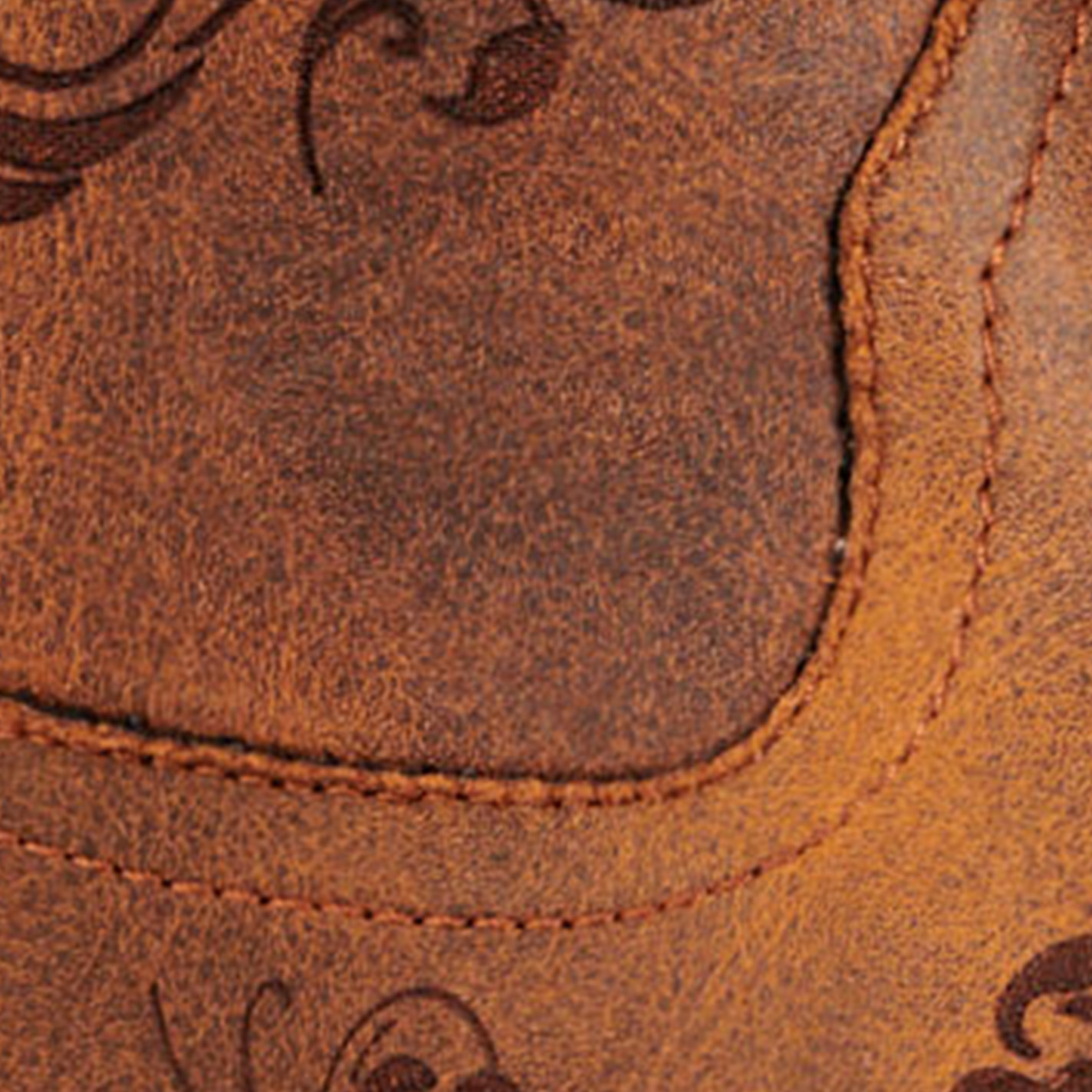 Roper Women’s Bailey Brown Laser-Etched Faux Leather Wide Square Toe Cowboy Boots - Image 1