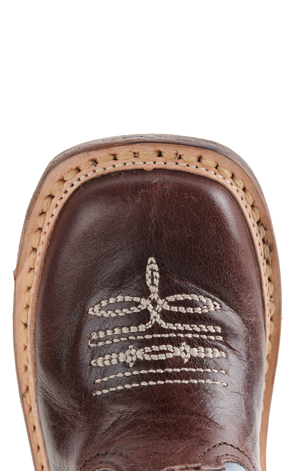 Roper Cowbaby Bull Rider Chocolate & Denim Square Toe Boots - Image 1