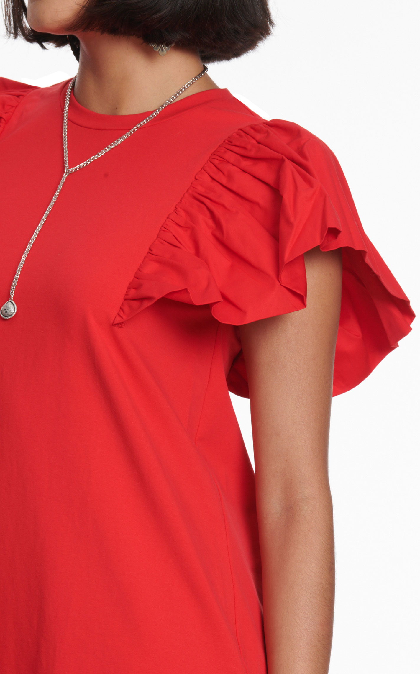 TCEC Women's Red Flutter Sleeve Dress - Image 1