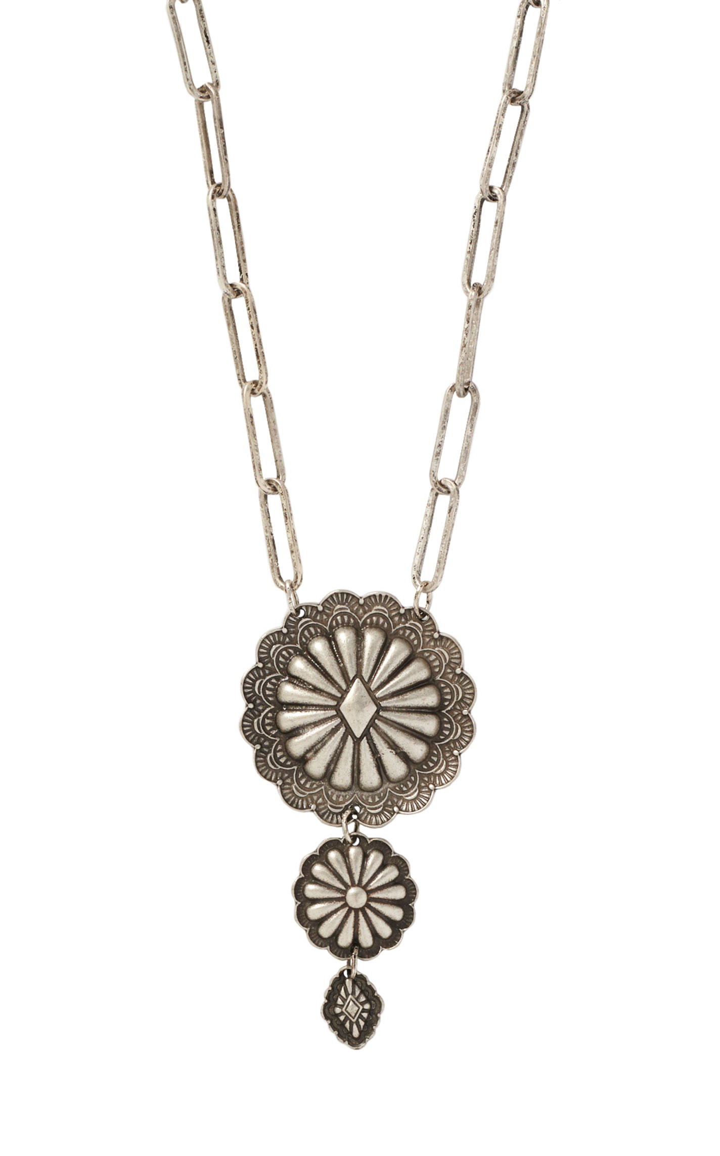 Rockin C Silver 3 Concho Chain Necklace - Image 1
