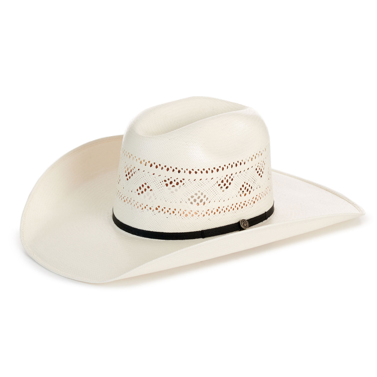 Rafter C Cowtown Ivory Vented Crown Shantung Straw Cowboy Hat - Image 1
