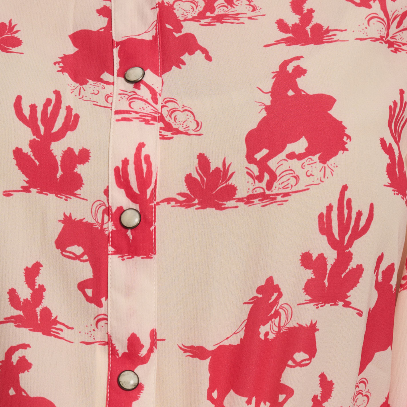 Fashion Express Women's Cream & Red Western Print Top - Image 1