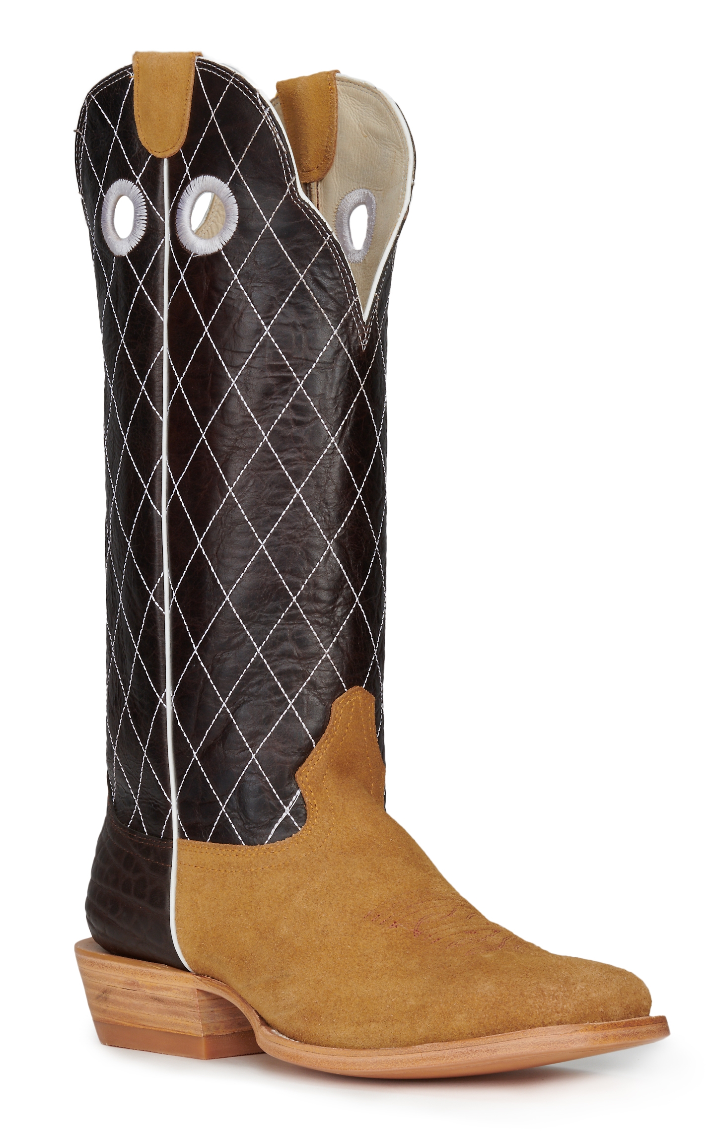 Hondo Men's Maple Rough-Out and Dark Brown Diamond Stitch 16\