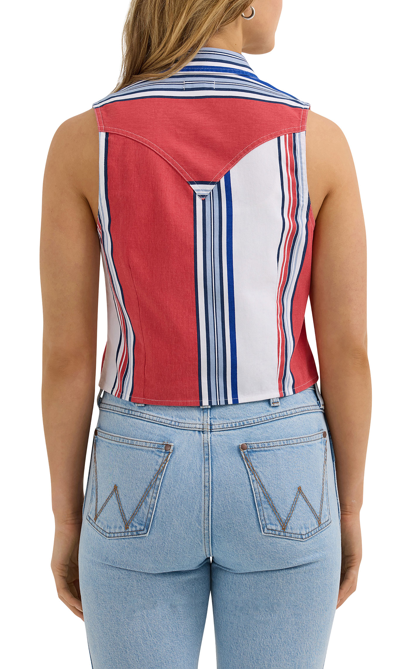 Wrangler Women's Red, White & Blue Western Crop Tank Top - Image 3